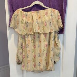 Judith March Cream Multicolor Off-Shoulder Blouse